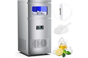 HOLYMUSS Commercial Ice Maker Machine 130Lbs/24H, Under Counter Ice Machine with Upgrade 36 lbs Ice Storage Capacity, Freestanding Industrial Ice Maker