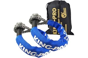 KING-PRO Synthetic Shackle 3/8"x16" Soft Shackle 24,200lbs Breaking Strength Recovery Soft Shackle with Protective Sleeves for JEEP ATV UTV SUV Light Truck and Power Sport Equipment 2-Pack (Blue-Gray)