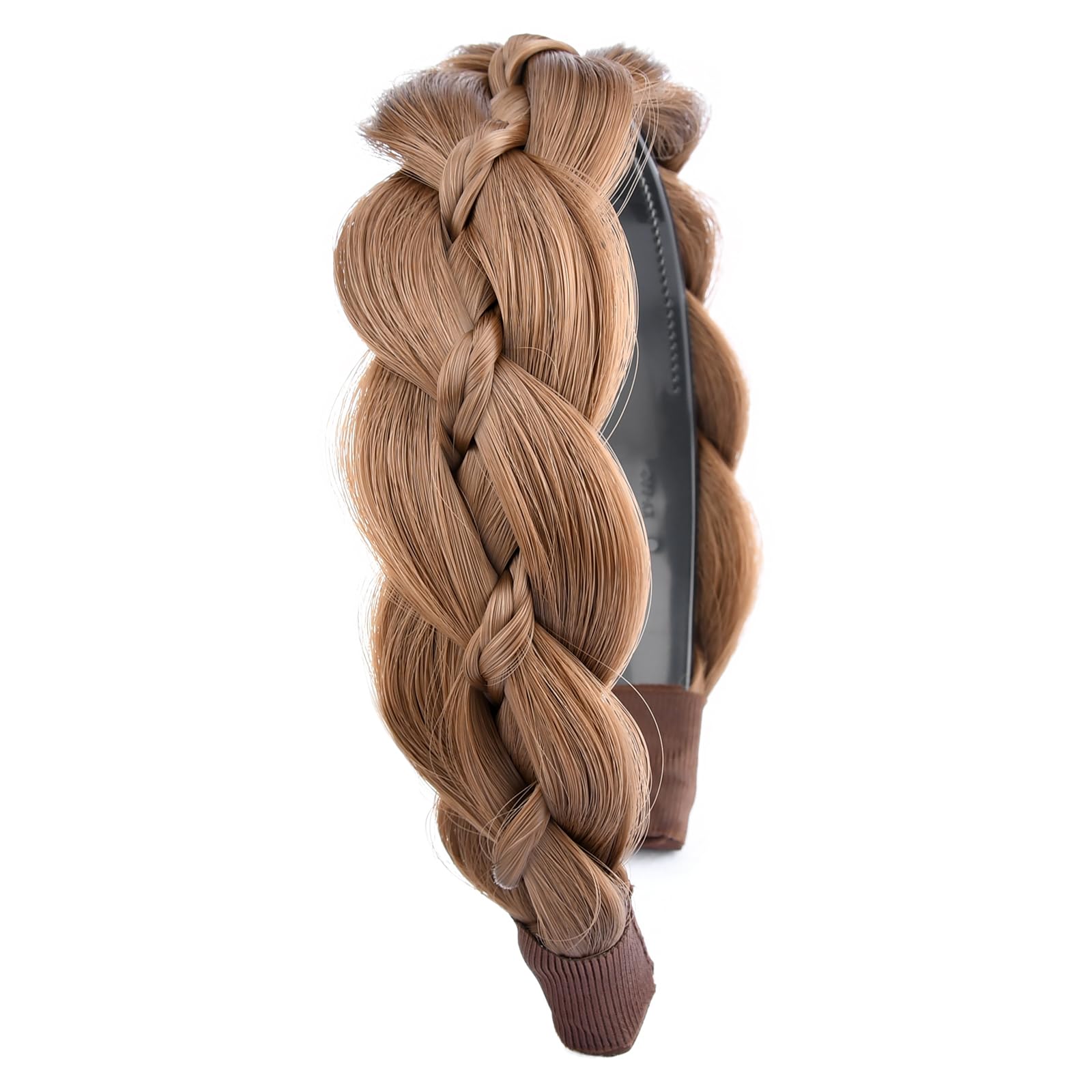 BOBIYA Plaited Hair with Tooth Braid Headband (Medium Brown, One Size)