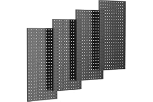 TORACK 4-Pack 12x24 inch Metal Pegboard Panels for Wall, Garage Tools Pegboard for Workbench, Modular Peg Board, Tool Organizer Board for Pegs(Black)