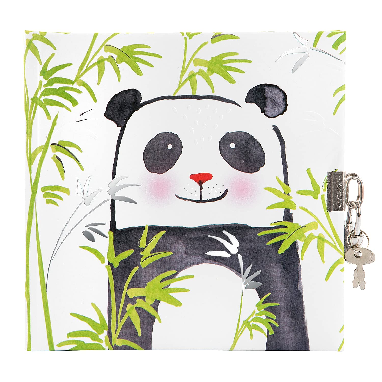 goldbuch Panda Diary in Turnowsky Design, 96 White Pages, Lockable Notebook, Journal with Lock, Cover with Art Paper, Silver Embossing & Relief, Approx. 16.5 x 16.5 cm, Paper