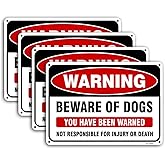 4-Pack Beware of Dog Sign 10x7 inches Rust Free .040 Aluminum, UV Printed- Professional Graphics-Metal Reflective- Easy to Mo
