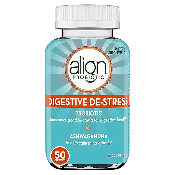 ALIGN PROBIOTIC, DIGESTIVE DE-STRESS, PROBIOTIC FOR WOMEN AND MEN WITH ASHWAGANDHA, HELPS WITH A HEALTHY RESPONSE TO STRESS, GLUTEN FREE, SOY FREE, VEGETARIAN, 50 GUMMIES
