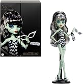 Monster High x Barbie Frankie Stein Doll with Original Barbie-Inspired Swimsuit and Solo in the Spotlight Black Evening Dress, Accessories