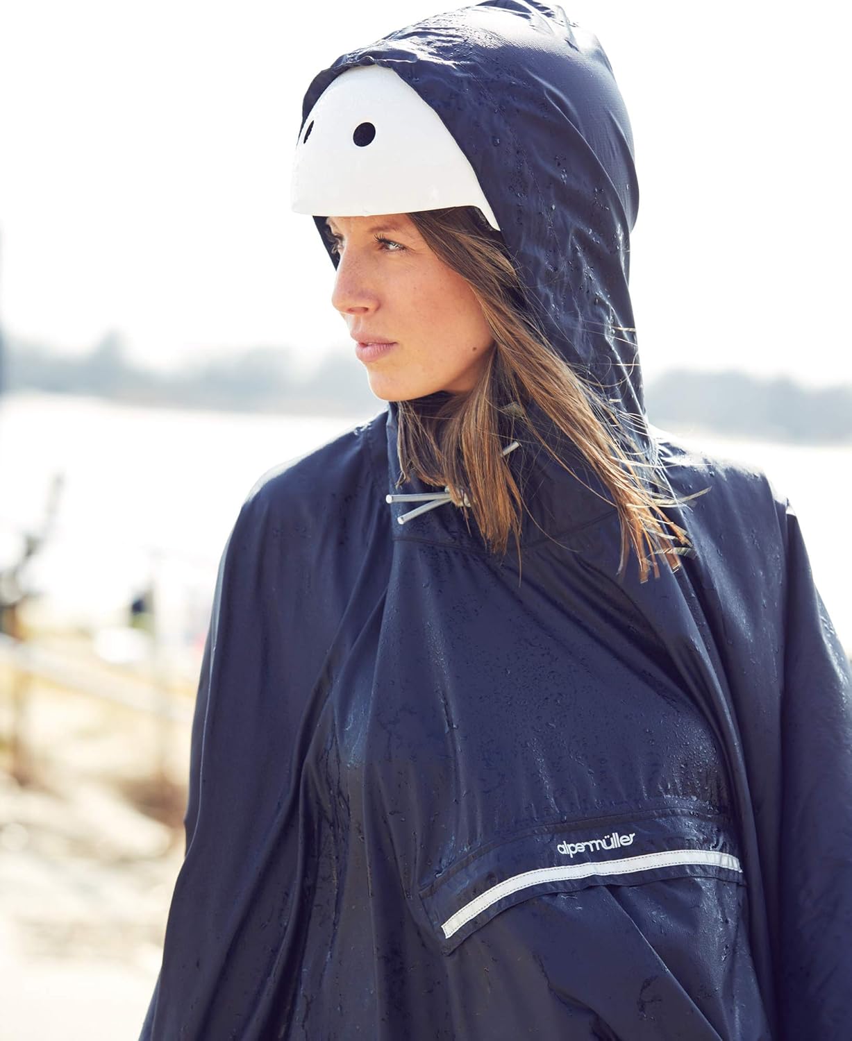 alpenmüller® Rain poncho test winner bicycle ladies men rain cape bicycle helmet rain protection bicycle rainwear - Image 5