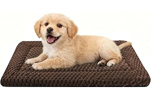 POBOPOBO Dog Bed Crate Mat, Soft Durable Washable Anti-Slip Kennel Pad for Dogs & Cats, Reversible (Dark Brown, S(24"*18"*1.5"))