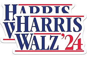 BLISS MONKEY CO. (2 Pack) Harris Walz 2024 Election Stickers - Kamala Harris and Tim Waltz '24 Election - 5 Inches On Longest Side - Premium Quality Vinyl - Made in USA - HW006