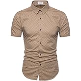 MUSE FATH Men's Printed Dress Shirt-Cotton Casual Short Sleeve Regular Fit Shirt