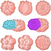 8 Pack Flower Cookie Cutters, 3D Cookie Cutter with Plunger Stamp, 8 Styles Spring Flowers Cookie Stamps for Home Kitchen