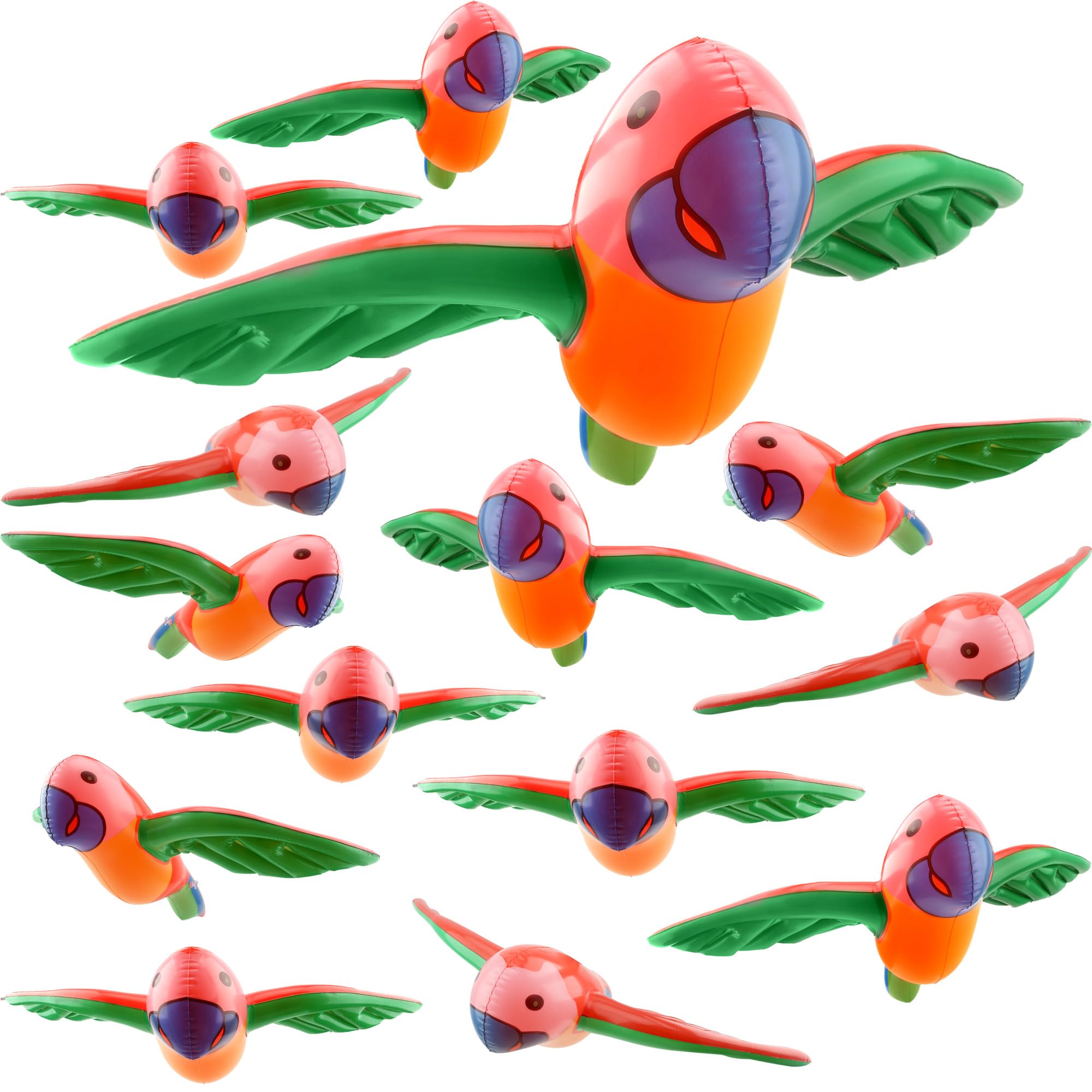 14 Pcs 23 Inch Inflatable Parrot Big Blow Up Parrot Balloons Tropical Large Inflatable Bird Flying Hawaiian Party Decor Gaint Tropical Bird for Hawaiian Summer Beach Pool Party