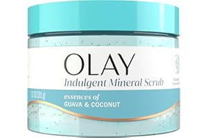 Olay Body Indulgent Mineral Scrub, Skin Exfoliating & Massaging Pearls, Nourishing Soft & Gentle Formula, Renewing BHA, Vitamin B3 Complex, Luxurious Fragrances, Coconut & Guava Scent, 11 oz