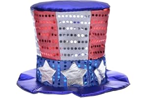 ALVOGIMOR Uncle Sam Patriotic Hat, American Flag Costume Accessories Top Hat, 4th of July Hats for Men Women Child Party Favor (Blue A)