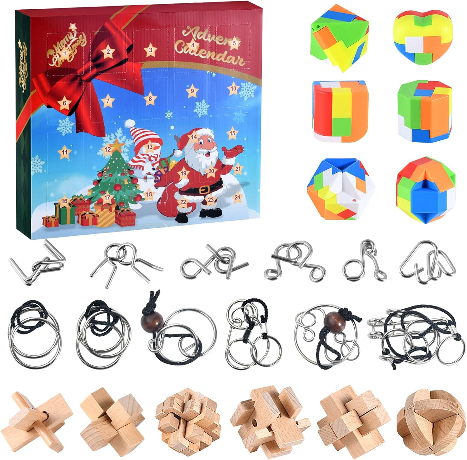 Advent Calendars - Advent Calendar 2023 - Christmas Countdown Calendar Gift Box with 24 Brain Teaser Puzzles - Advent Calendar 2023 for Adults Kids Boys Girls - Xmas Countdown Calendar Challenge Gift