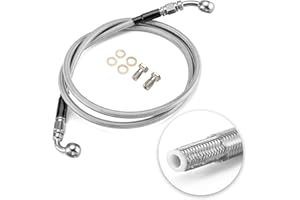 Mofun 47" Extended Length Hydraulic Front Brake Line Kit Stainless Steel For 12"-14" Handlebar Non-ABS Compatible with Harley Softail Deluxe Fat Boy Slim 2001-2014, Dyna Super Glide 1995-2011 Chrome