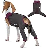 FUAMEY Dog Recovery Suit with Rear Leg Sleeve Dog Onesie After Surgery | Zip-Up Dog Onesies for Female Male Spay Neuter Surgery,Dogs Pants to Prevent Licking Wounds on Thigh Incision Joints Grey S