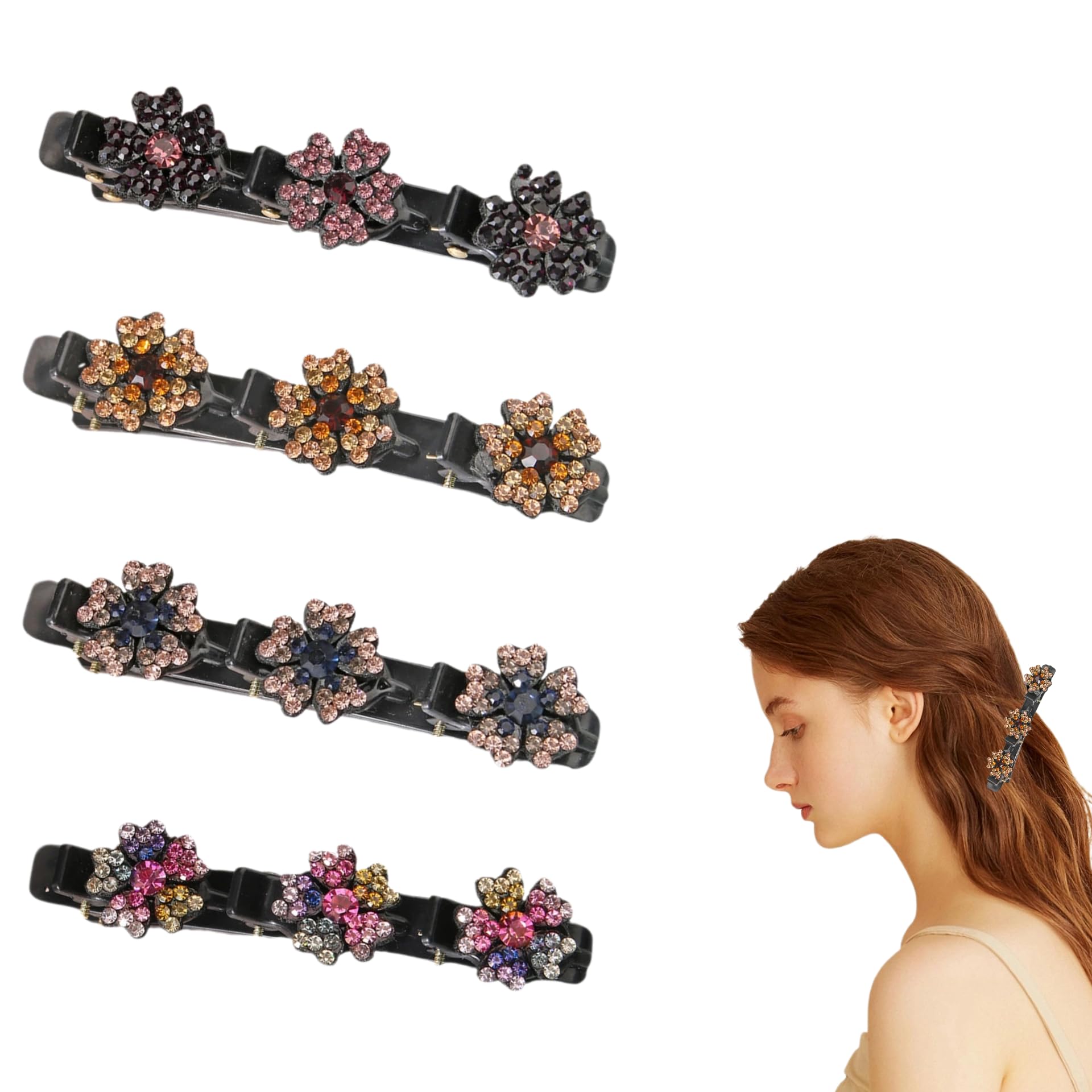 Photo 1 of  Sparkling Crystal Woven Hair Clips,Women Fancy Hair Clips,Short Hair Accessories,Duckbill Clips Suitable for Women and Girls