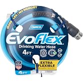 Camco EVOFlex 4-Ft RV Drinking Water Hose - Features Extra Flexible Design w/Stainless Steel Strain Relief Ends - Lead-Free, BPA-Free and Phthalate-Free - 5/8&rdquo; ID (22590)