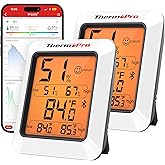 ThermoPro Hygrometer Thermometer for House TP350, Bluetooth Room Indoor Greenhouse Thermometer Monitor Up to 260FT, Backlit H