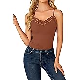 LYANER Women's Lace V Neck Camisole Adjustable Strap Cami Sleeveless Tank Undershirt Top