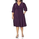 Vince Camuto Womens Twist Knot Waist Midi Dress