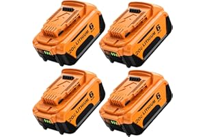Moticett DCB205-4 Replacement for Dewalt 20V Max Battery 6.0Ah Compatible with Dewalt 20 Volt XR Max Lithium-ion Battery and Charger DCB204 DCB206 DCB200 DCD/DCF/DCG Series Power Tools 4-Pack