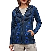 Agan Traders 2026 Zip Up Hoodies for Women - Bohemian Rib Knit Cotton Distressed Embroidered Sweatshirt Jackets for Women