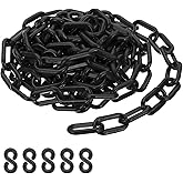 PATIKIL Black Plastic Chain, 10 ft 6mm Safety Barrier Chain for Crowd Control, Queue Line, Parking, Fence, Gate, Concert, Construction Site and Decoration