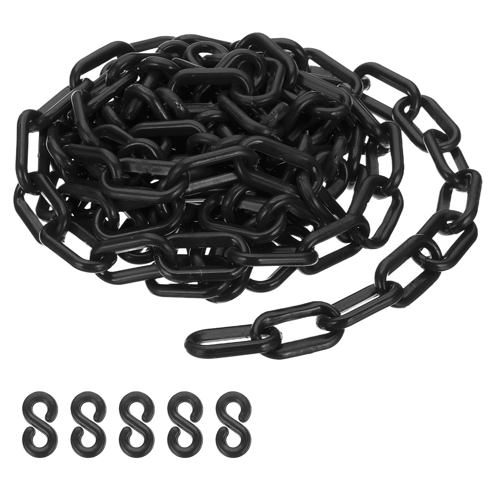 Photo 1 of PATIKIL Black Plastic Chain, 10 ft 6mm Safety Barrier Chain for Crowd Control, Queue Line, Parking, Fence, Gate, Concert, Construction Site and Decoration