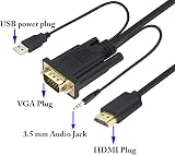 zdyCGTime HDMI to VGA Adapter 4K 1080P Cable USB Audio 1M Gold-Plated view 3