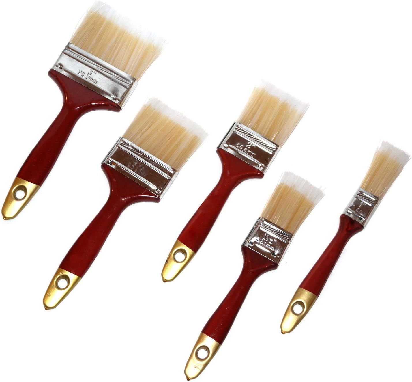 DPNY 5pc Paint Brush Set Wooden Handle Decorating Painting Painters DIY Brushes