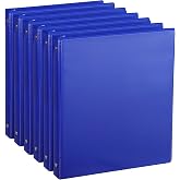 CIXILDTS 0.5-inch Round Ring Binder, Durable 1/2" 3 Ring Binder Fit Letter Size Paper, Blue, 6-Pack