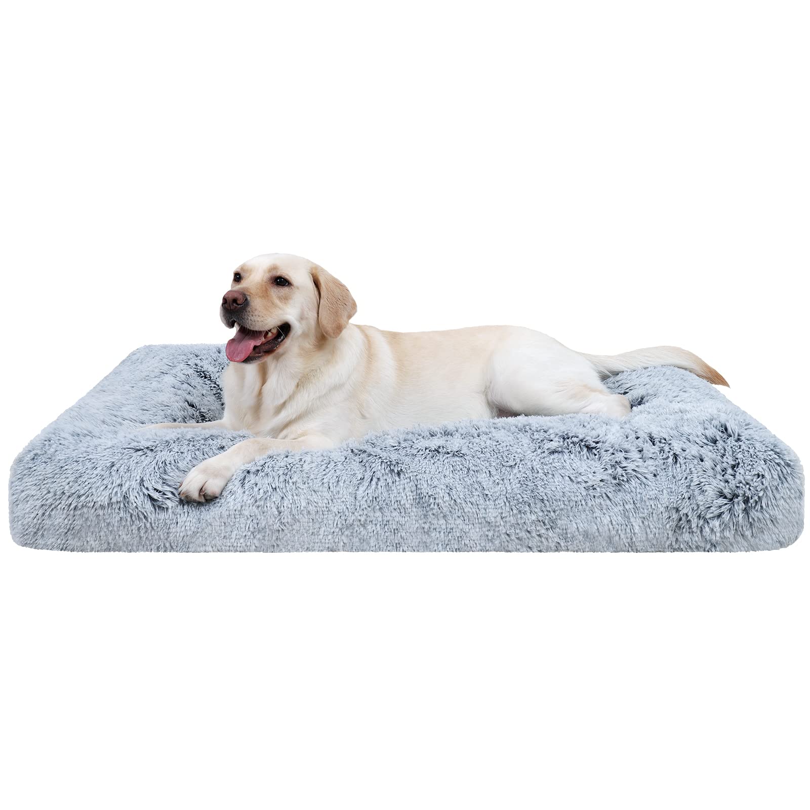 Photo 1 of CHAMPETS Washable Dog Beds Large Sized Dog with Removable Cover, Super Soft Waterproof Dog Crate Bed with Non-Slip Bottom, Fluffy Pet Bed 35×23 Inch, Grey