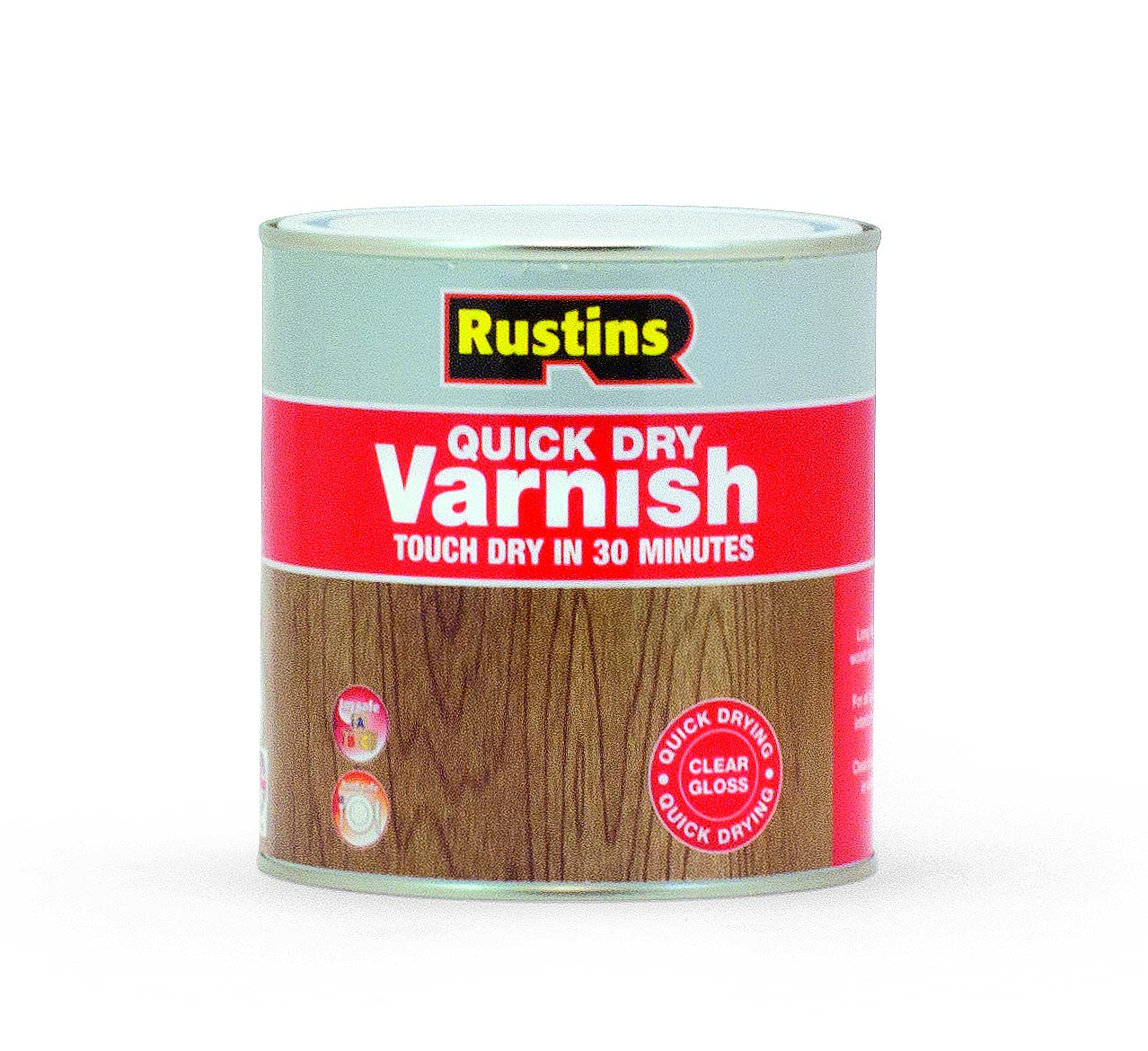 Rustins Quick Dry Varnish Clear Gloss 1l -Fast-Drying Water-Based Wood Varnish; Durable Non-Yellowing Finish in Gloss, Satin or Matt for Indoor Use