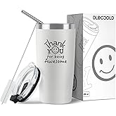 DLOCCOLD Thank You for Being Awesome Tumbler - Valentine's Day Gift, Appreciation for Employees, Coworkers, Teachers, Friends - Administrative Day Gift - White