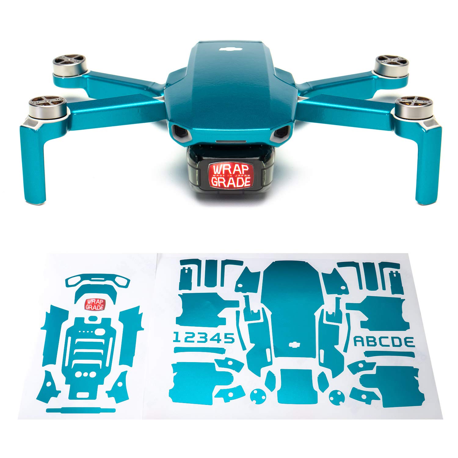 Wrapgrade Skin Sticker Set Compatible with DJI Mini 2 (CARIBBEAN BLUE)