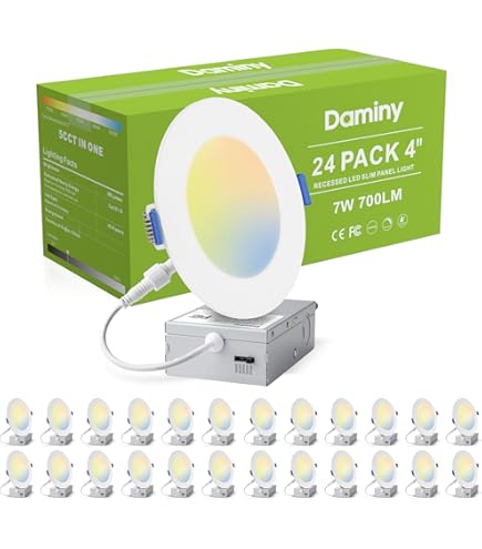 DLLT 4-Inch LED Recessed Lighting Kit – 8 Pack Slim Canless Wafer Downlight, 5CCT Dimmable, 900LM, 9W, ETL/FCC, Wet Rated