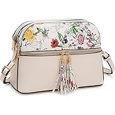 Dasein Women Tassel Zipper Pocket Crossbody Bag Shoulder Purse Fashion Travel Bag with Multi Pockets