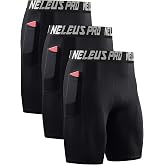 NELEUS Men's 3 Pack Running Compression Shorts with Pockets