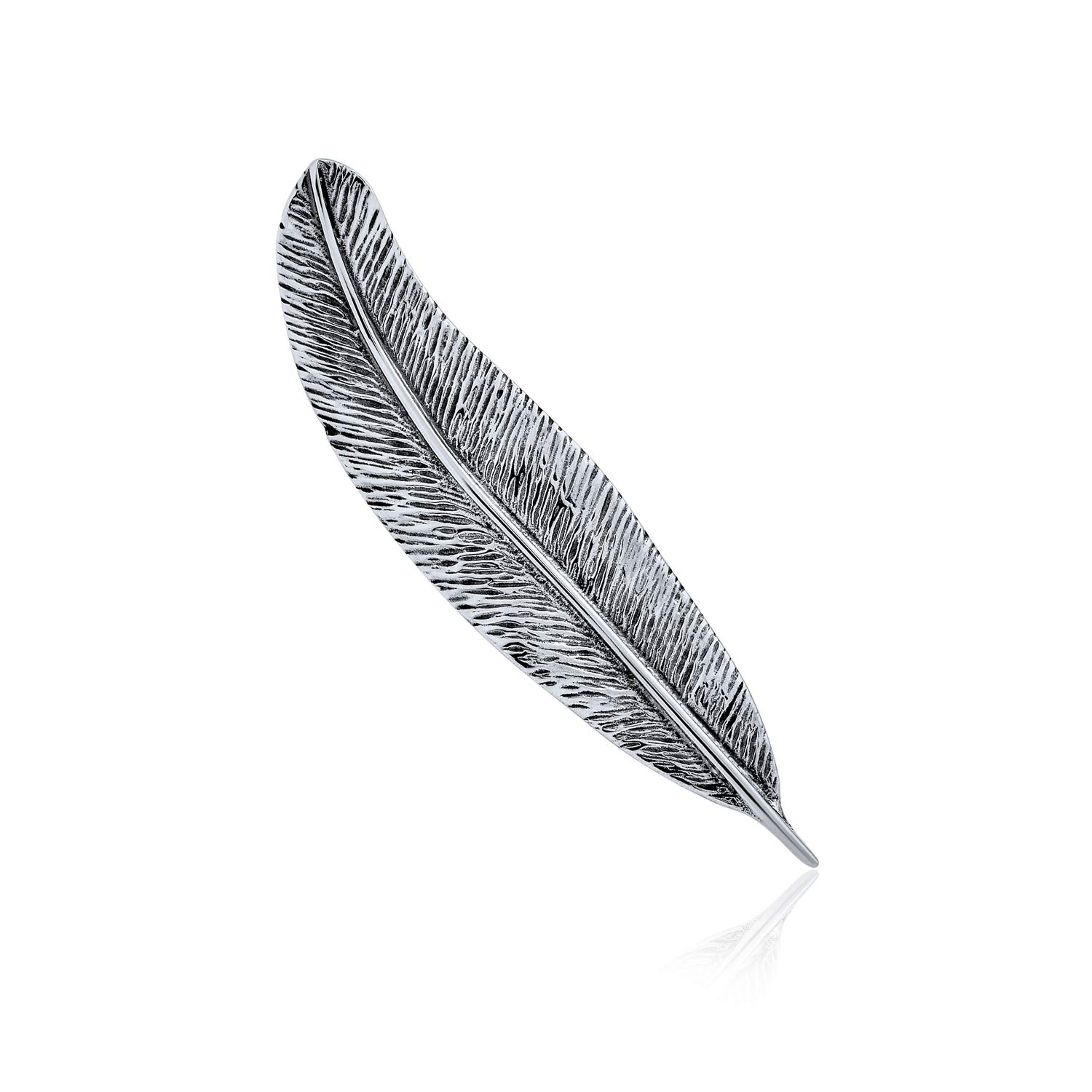 Writing Quill Feather Leaf Pin Brooch Western Jewelry For Women Oxidized .925 Sterling Silver