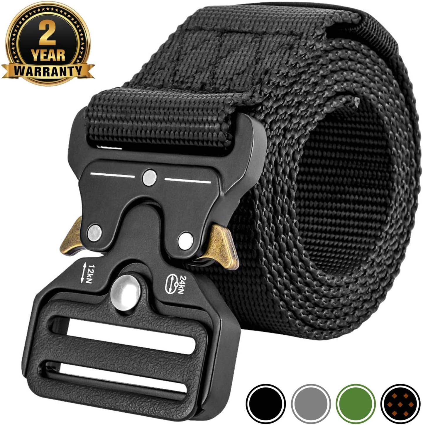 MOZETO Tactical Belt,Military Style 1.5 Inches Durable Nylon Web Belt, Quick-Release Heavy-Duty Metal Buckle Rigger Cobra Belt, Suitable for Waist 30"-60"