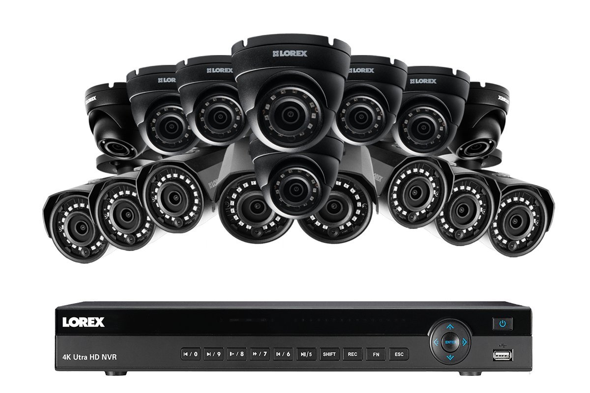 Lorex 4K 16 Channel 4MP 16 Camera Security System NR9163 3TB HDD 8 4MP LNB4421B Bullet Cameras 8 4MP LNE4422B Dome Cameras with Color Night Vision