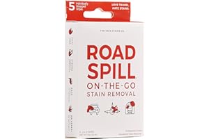 EMERGENCY STAIN RESCUE ROAD SPILL Stain Remover On The Go – 5 Wipes - Car Essentials - Travel Stain Remover Wipes for Car Seats, SUV Upholstery, Carpet, Fabric - Works on Fast Food Stains, Soda, Juice, Ink, Blood, Lipstick
