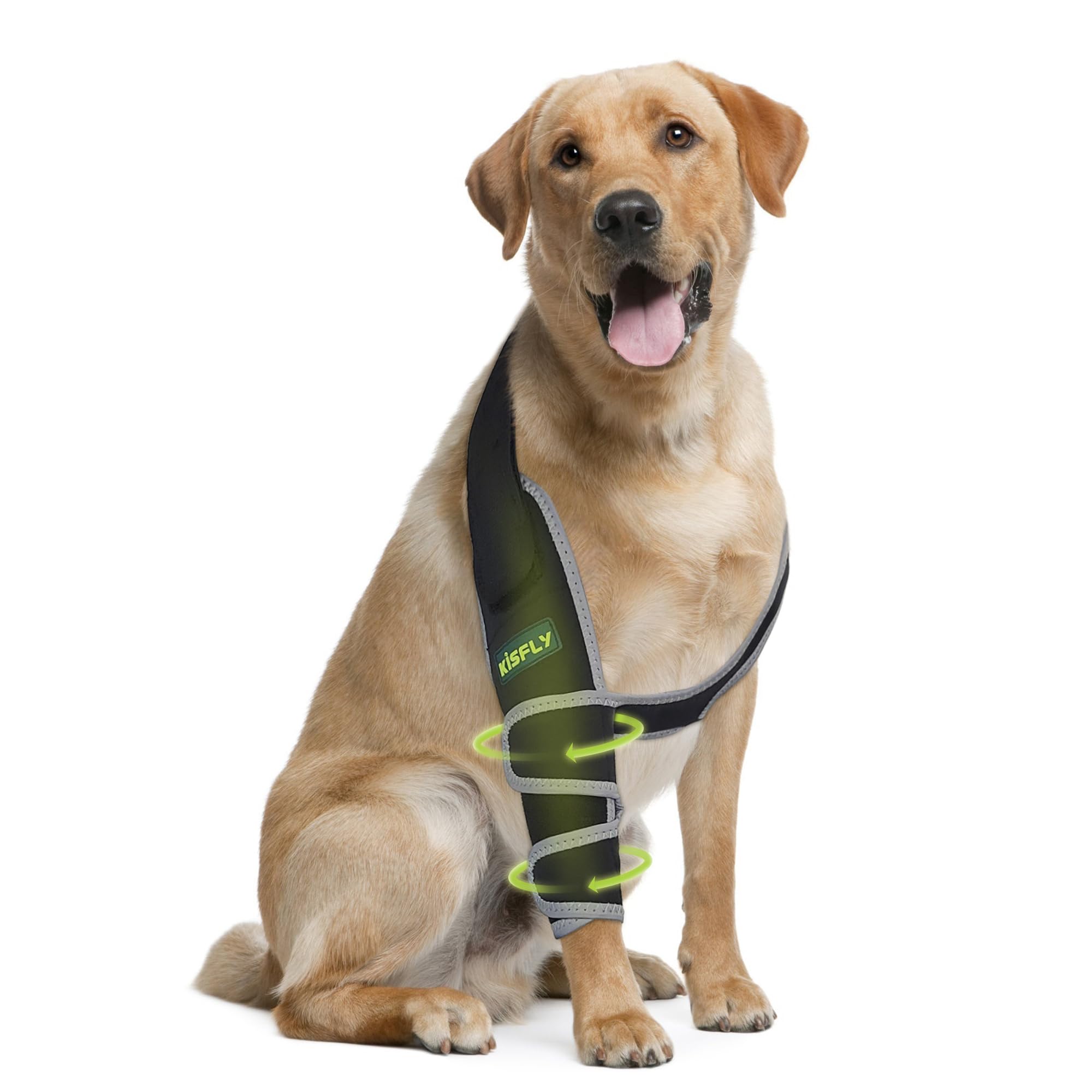 Photo 1 of KISFLY Dog Elbow Pads for Calluses Pressure Sores and Shoulder Dislocation Dog Canine Elbow and Shoulder Support Dog Front Leg Brace Prevent Licking Wound with Reflective Right Leg L