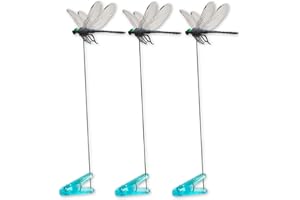 Lidengle Dragonfly Clips Black Dragonfly Hat Clip Artificial Realistic 3D Dragonflies Garden Stakes Decor for Indoor Outdoor (3 Pcs)