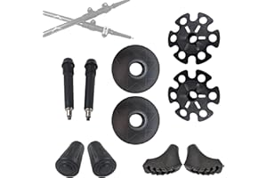 ELITE REFUGE OUTDOORS Trekking Pole & Walking Stick Tip Replacements - Universal 10pcs Set: 2 Carbide Tips, 2 Snow Baskets, 2 mud Tips, and 2 Rubber Tips. for Lost or Worn Trekking Pole Tips