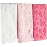 3 Pack Heart Valentine's Day Hand Towels Gradient Red Bathroom Decorative 100% Cotton Soft Absorbent Decorative Soft Hand Towel Set for Kitchen Drying Cleaning Cooking Holiday 13.7'' x 29.5''