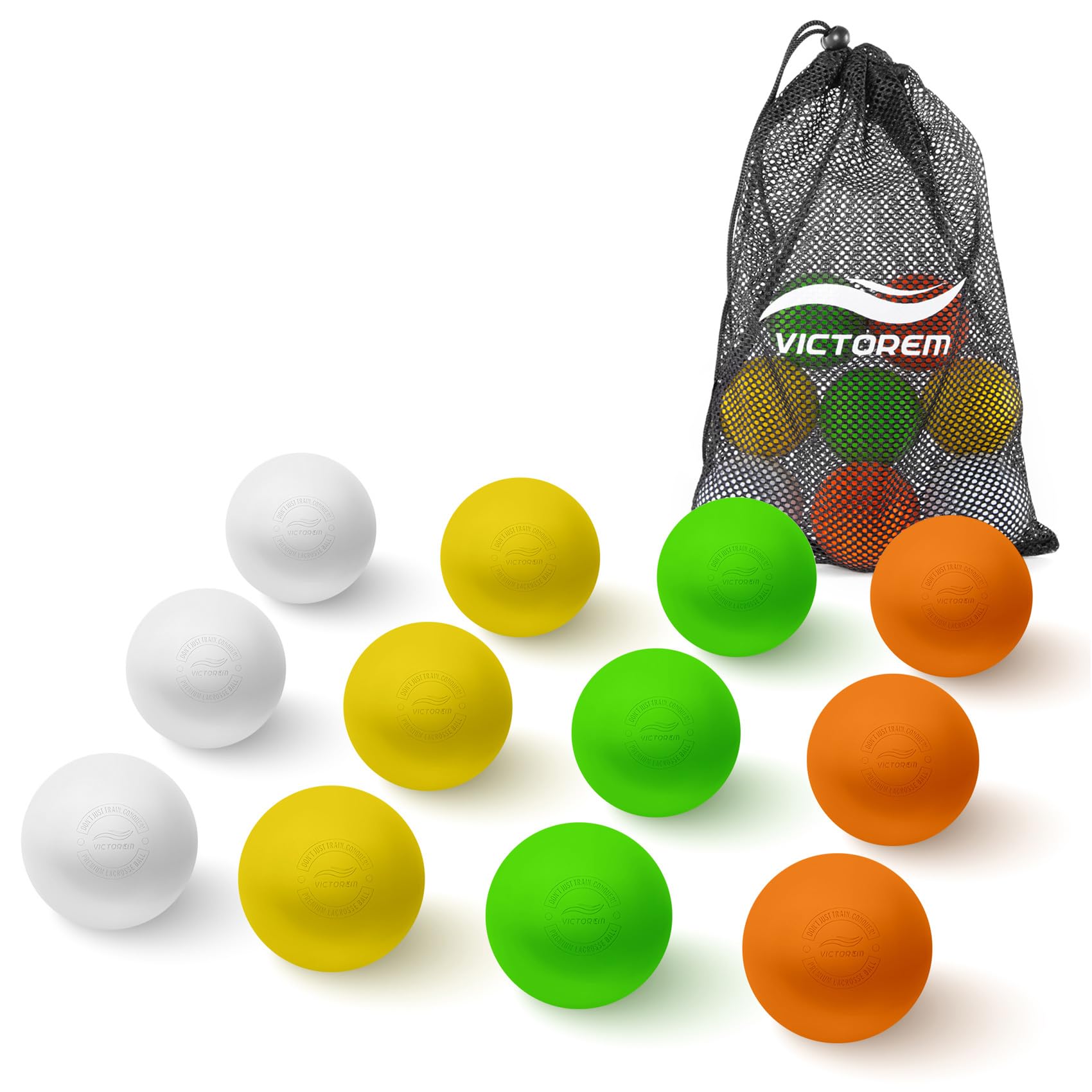 Victorem Lacrosse Balls 12 Pack, Lacrosse Ball Massage Ball Therapy, Soft Lacrosse Balls Bulk, Lax Balls, Lacrosse Ball Bag, Girls Lacrosse Balls, Bucket of Lacrosse Balls - Lacross Balls