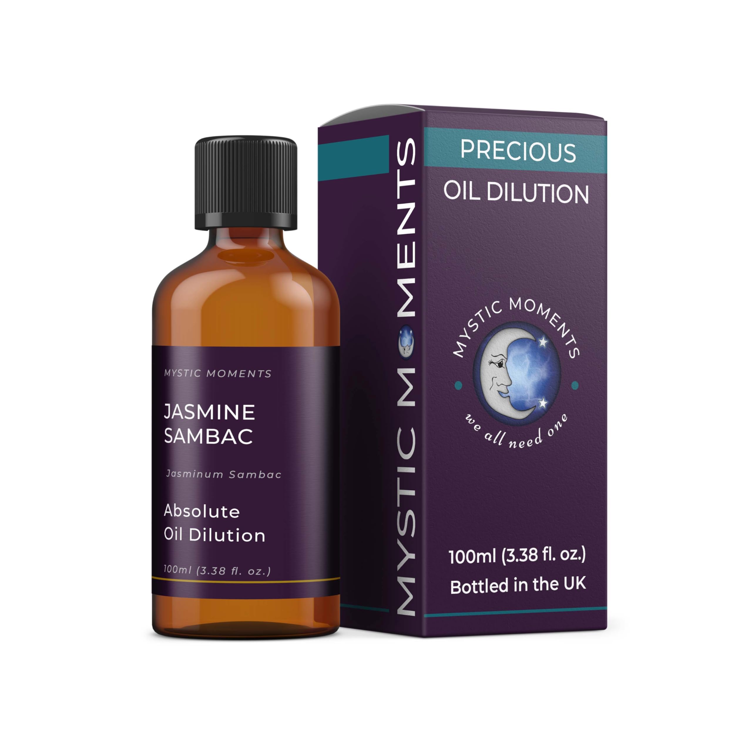 Mystic Moments | Jasmine Sambac Absolute Precious Oil Dilution 100ml 3% Jojoba Blend Perfect for Massage, Skincare, Beauty and Aromatherapy