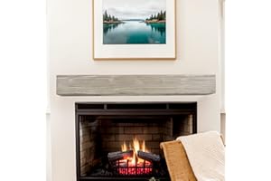 TUYOHW 60'' Rustic Fireplace Mantel Floating Mantel Shelf Solid Wood Mantel for Fireplace Wall-Mounted Floating Shelf Long Storage Shelves with Invisible Heavy Duty Metal Bracket for Home Decor, Gray