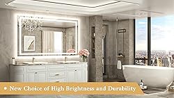 TETOTE 60 x 36 LED Lighted Bathroom Mirror with